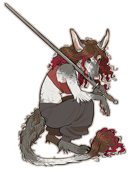 Ook as an anthropomorphic tyger holding a rapier